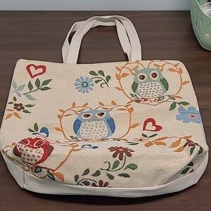 Unbranded Owl Patterned Canvas Tote Bag